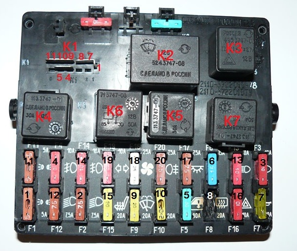 Распиновка блока предохранителей ВАЗ-2112 инжектор 16 клапанов схема и описание